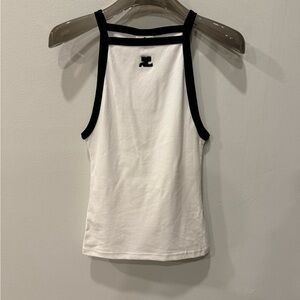 Courreges White Tank Top with Black Trim